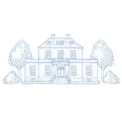 Fototapeta premium Vector Illustration of Villa on the White Background.