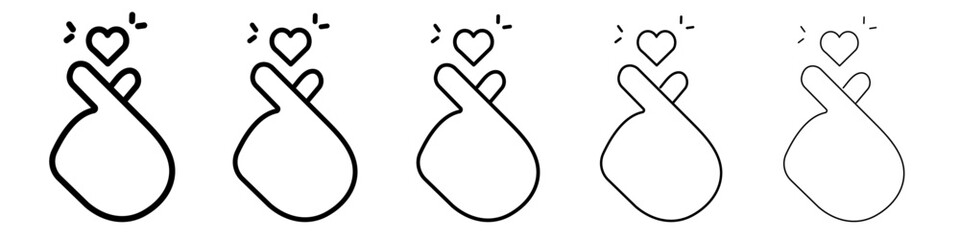 korean heart icon flat simple outline logo