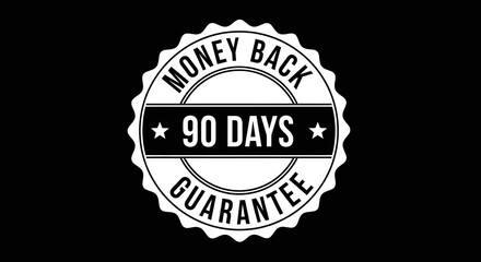 White 90-Day Money-Back Guarantee Seal on Black Background