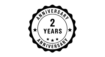 Black and White 2 Years Anniversary Seal Badge.