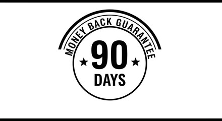 Black and White 90 Days Money Back Guarantee Badge Design