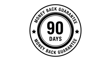 Black and White Money Back Guarantee Seal with 90 Days