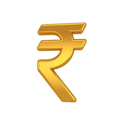 Golden Indian Rupee Currency Symbol Isolated on transparent Background

