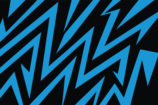 A bold electric blue zigzag pattern over a black background.An energetic flow of electric blue against pure black.