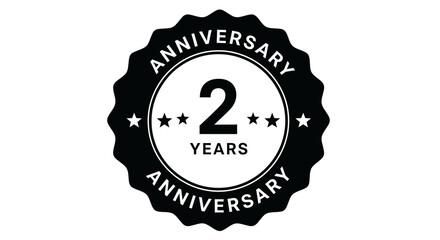 Black and White 2 Years Anniversary Badge Design