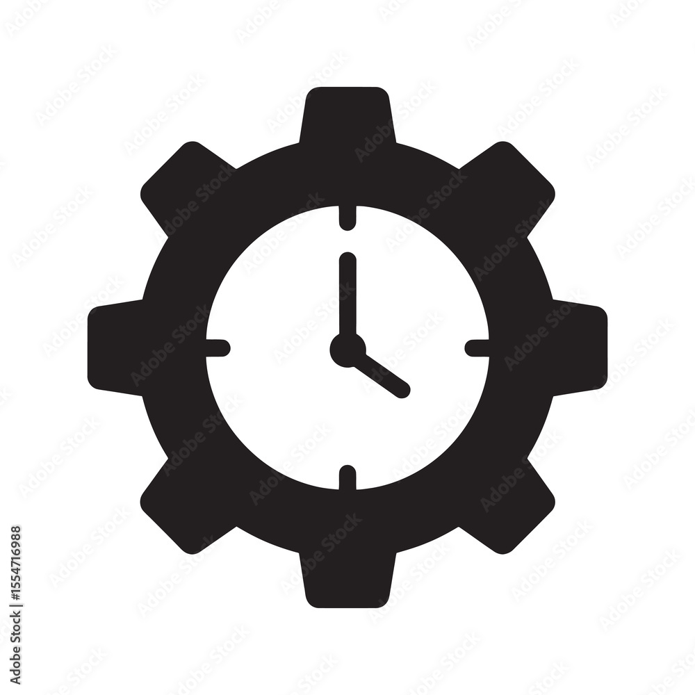 Poster time management productivity icon with gear and clock for business workflow optimization and efficie