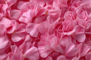 Fototapeta premium A dense cluster of soft pink flower petals fills the frame with subtle texture