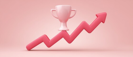 Achieving success through connection celebrating trophies with growth charts in a vibrant environment