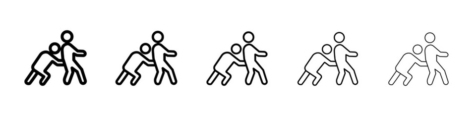 Man pushing another person icon flat simple outline logo