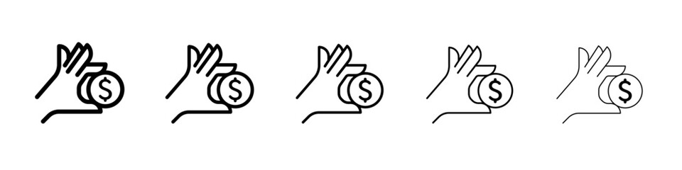 Obraz premium Man take money credit icon flat simple outline logo