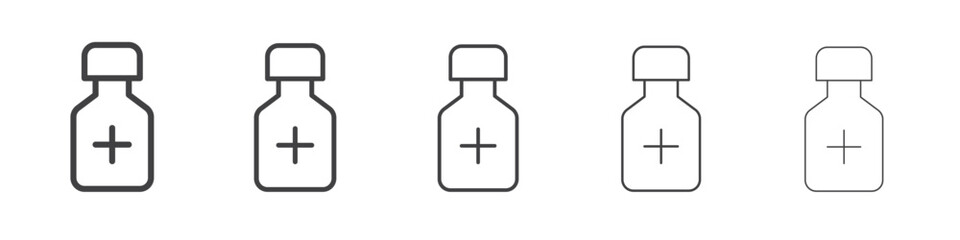 Fototapeta premium Medicine bottle icon flat simple outline logo