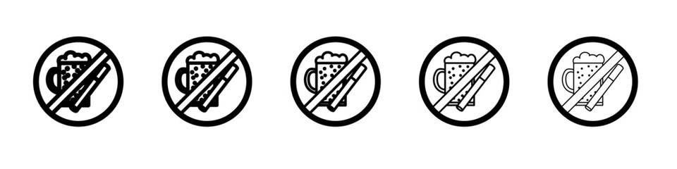 No alcohol and cigarettes icon flat simple outline logo