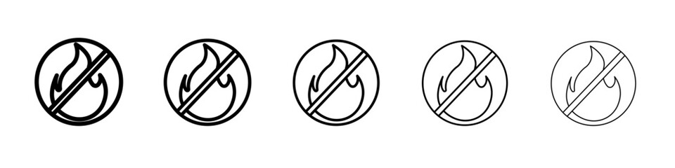No fire icon flat simple outline logo