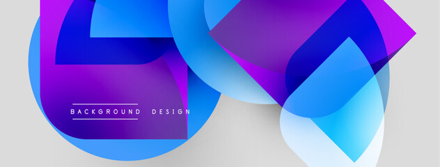 Abstract vibrant layers overlap. Blue, purple hues dominate design. Modern aesthetic, clean presentation, background element.