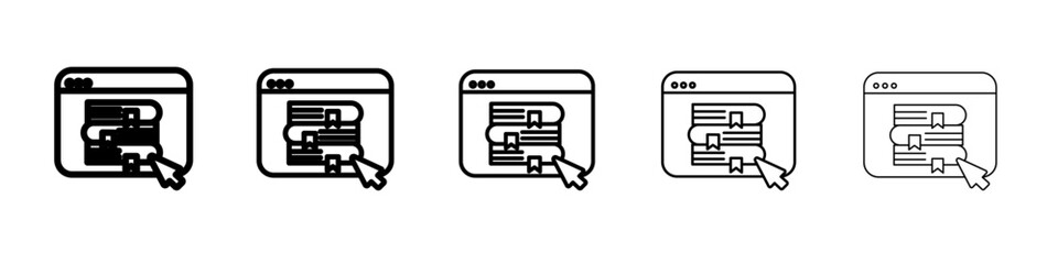 Online library icon flat simple outline logo