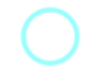 Abstract geometric design with a bright cyan square frame and a light blue circle inside isolated on transparent background