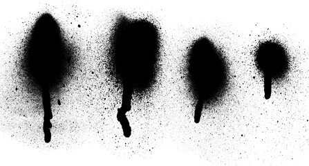Black Spray Paint Drips and Splatters on Transparent Backdrop A Set of Grunge Ink Blots for Urban Art and Graffiti Design with a Raw and Edgy Style
