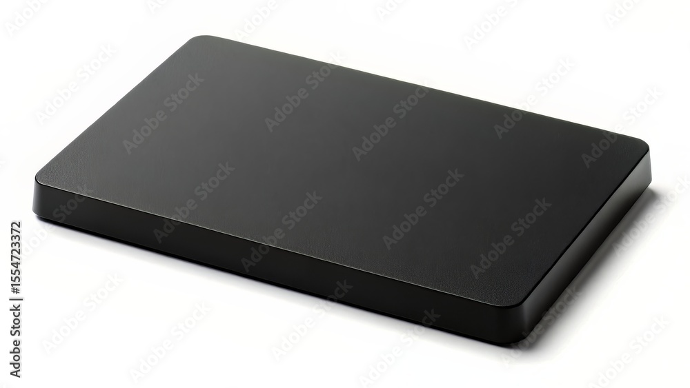 Fototapete solid black rectangle with slight shadow on transparent background, ready for graphic overlays or te