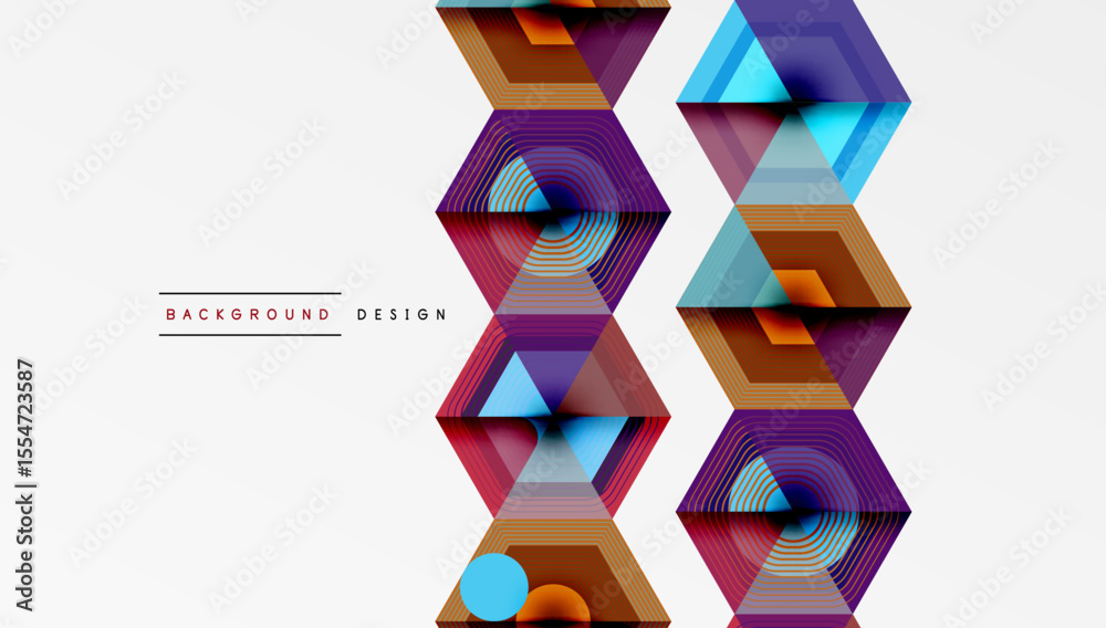 Aufkleber Abstract geometric pattern. Hexagons, triangles create vibrant visual flow. Modern design elements, colorful composition.