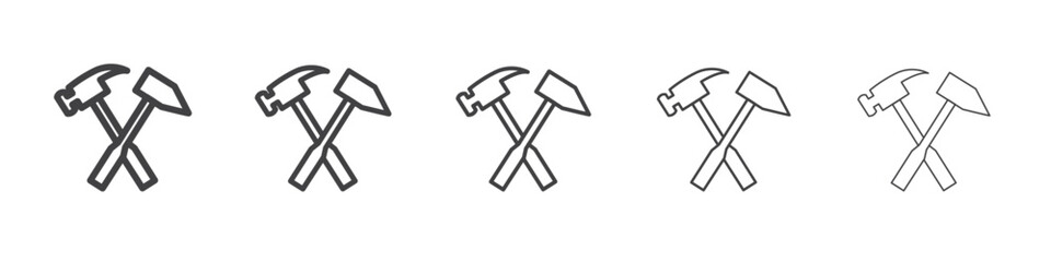 Pick and hammer icon flat simple outline logo