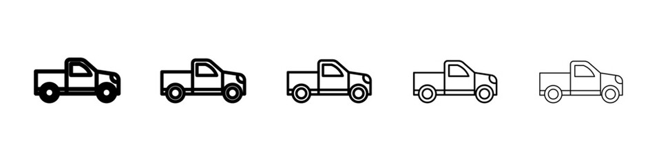 Pickup truck icon flat simple outline logo