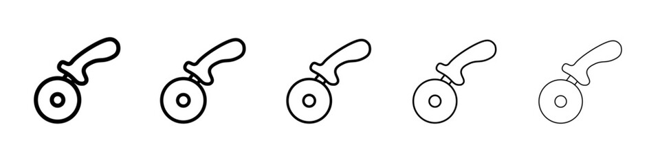 Pizza Cuttier icon flat simple outline logo