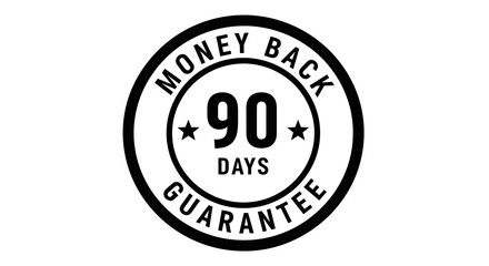 Fototapeta premium Black and White 90 Days Money Back Guarantee Seal with Stars