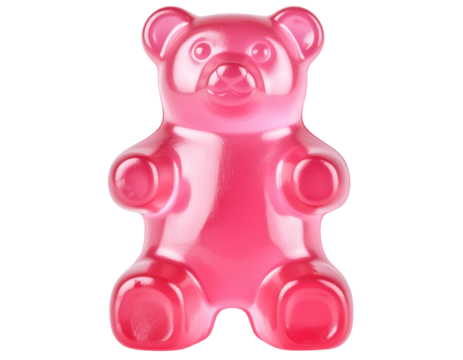 Shiny Pink Gummy Bear Candy Realistic Sweet Treat PNG
