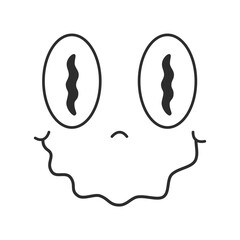 Comic fearful face, cartoon retro character of 70s.