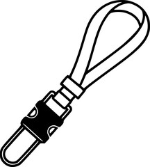 Naklejka premium Black and white illustration of a simple lanyard with metal clip 