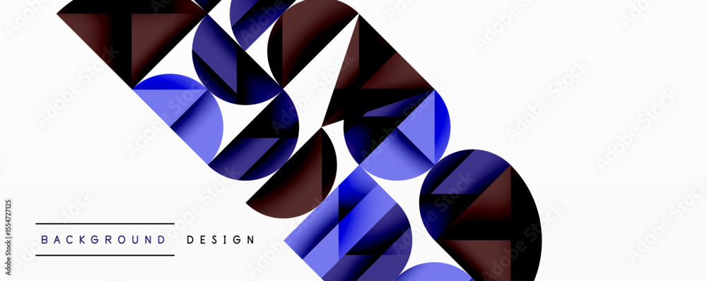Poster Abstract geometric shapes, blue, maroon, white. Gradient effect creates dynamic visual interest. Modern design element.