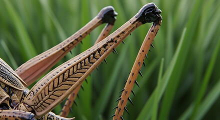 Close-up of Grasshopper Legs, Detailed Texture and Pattern