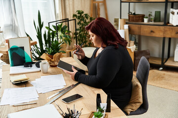 Creative exploration in an art studio featuring a chic and elegant woman