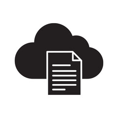 Cloud document icon for online file storage and data access representing a digital paper document on a server for backup and collaboration vector solid glyph icon