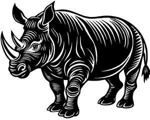 Obraz premium Vector Illustration of Rhinoceros, Strong Wildlife Silhouette Design