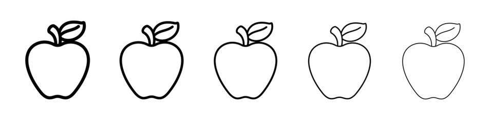 Red apple icon flat simple outline logo