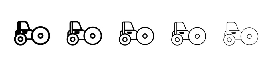 Road roller icon flat simple outline logo