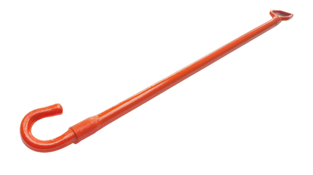 Insulated rescue hook for electrical emergency response, long pole design, Transparent background, PNG file