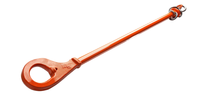 Insulated rescue hook for electrical emergency response, long pole design, Transparent background, PNG file