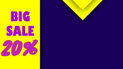 Big Sale 20% Announcement: A striking visual announcement, vibrant, draws the eye with its bold text, and promises a significant discount, perfect for promotional needs.