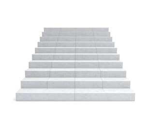 White Stone Staircase Isolated Architecture, Steps, Ascent, Design, Construction, Building, Isolated on White Background