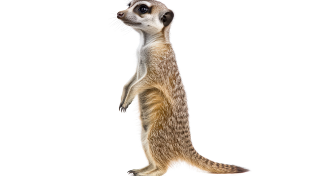 Meerkat standing on hind legs Transparent background, PNG file