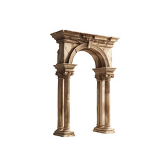Classical Stone Archway with Ionic Columns - Architectural Element
