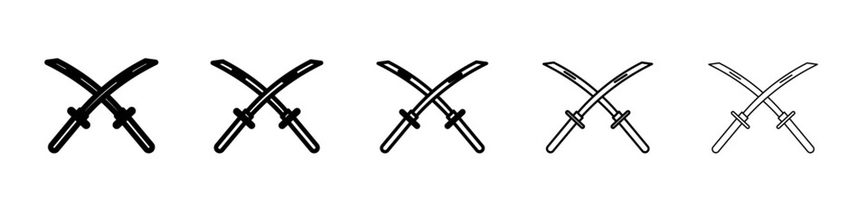 samurai sword icon flat simple outline logo