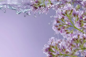 Beautiful natural background for designers with space for text. Flowers, water, freshness, waves, abstract image.