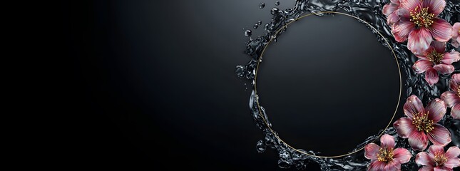 Beautiful natural background for designers with space for text. Flowers, water, freshness, waves, abstract image.
