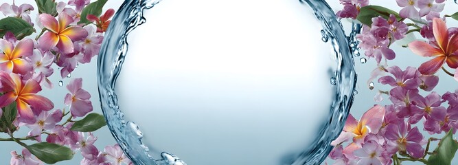 Beautiful natural background for designers with space for text. Flowers, water, freshness, waves, abstract image.