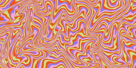 Grioovy psychedelic wave background for banner design. Retro 60s 70s psychedelic pattern. Modern wave retro abstract design. Rainbow 60s, 70s, hippie vector