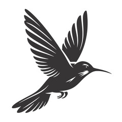 Fototapeta premium Hovering Hummingbird Silhouette Black Vector for Bird Art, Floral Designs, and Nature-Inspired Illustrations