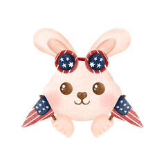 Cute Digital painting watercolor day of American,cartoon character hand drawn illustration 